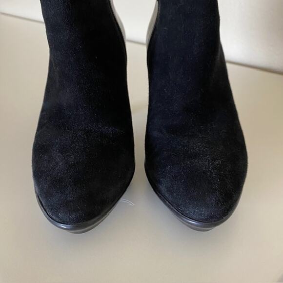 Aquatalia by Marvin K Black Leather Suede Ankle Boots Buckle 3" Heel Women's 6B - Picture 8 of 13